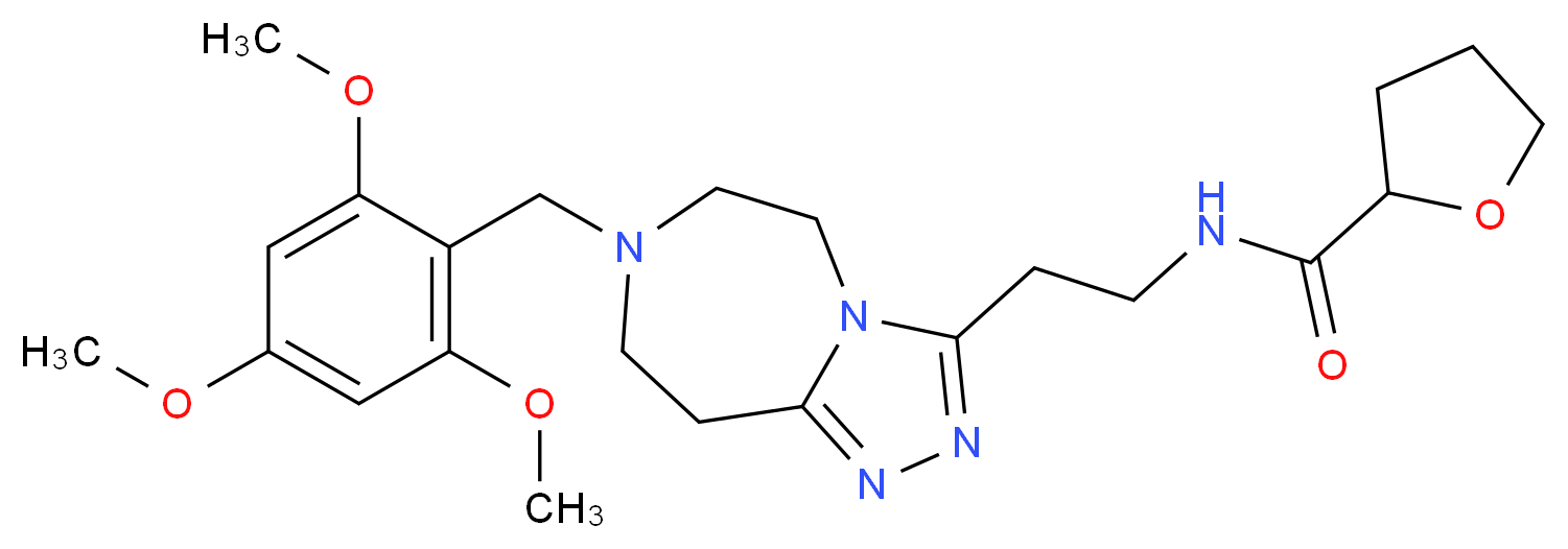 N-{2-[7-(2,4,6-trimethoxybenzyl)-6,7,8,9-tetrahydro-5H-[1,2,4]triazolo[4,3-d][1,4]diazepin-3-yl]ethyl}tetrahydro-2-furancarboxamide_分子结构_CAS_)
