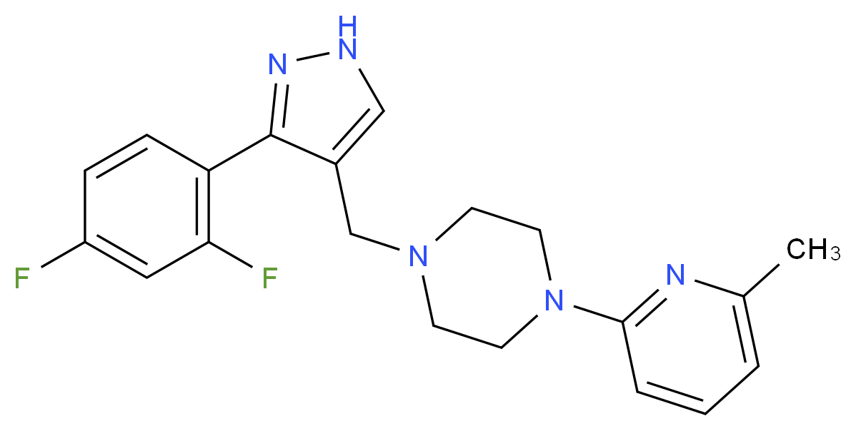 1-{[3-(2,4-difluorophenyl)-1H-pyrazol-4-yl]methyl}-4-(6-methyl-2-pyridinyl)piperazine_分子结构_CAS_)