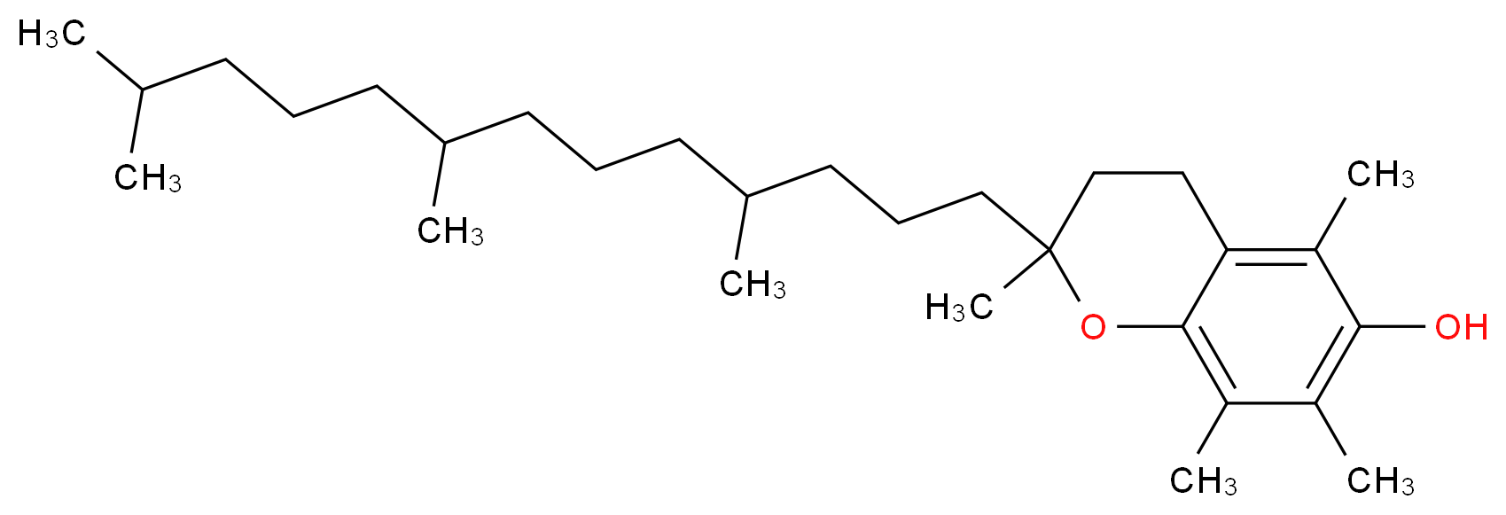 2,5,7,8-tetramethyl-2-(4,8,12-trimethyltridecyl)-3,4-dihydro-2H-1-benzopyran-6-ol_分子结构_CAS_10191-41-0