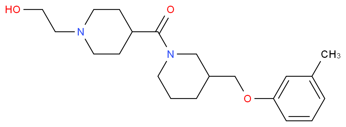 2-[4-({3-[(3-methylphenoxy)methyl]-1-piperidinyl}carbonyl)-1-piperidinyl]ethanol_分子结构_CAS_)