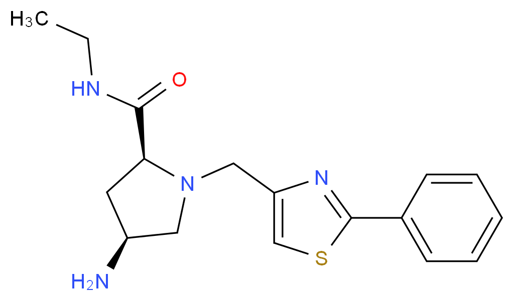 (2S,4S)-4-amino-N-ethyl-1-[(2-phenyl-1,3-thiazol-4-yl)methyl]pyrrolidine-2-carboxamide_分子结构_CAS_)