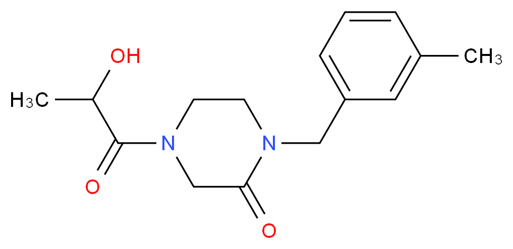4-lactoyl-1-(3-methylbenzyl)-2-piperazinone_分子结构_CAS_)