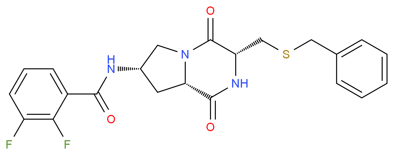 N-{(3R,7S,8aS)-3-[(benzylthio)methyl]-1,4-dioxooctahydropyrrolo[1,2-a]pyrazin-7-yl}-2,3-difluorobenzamide_分子结构_CAS_)