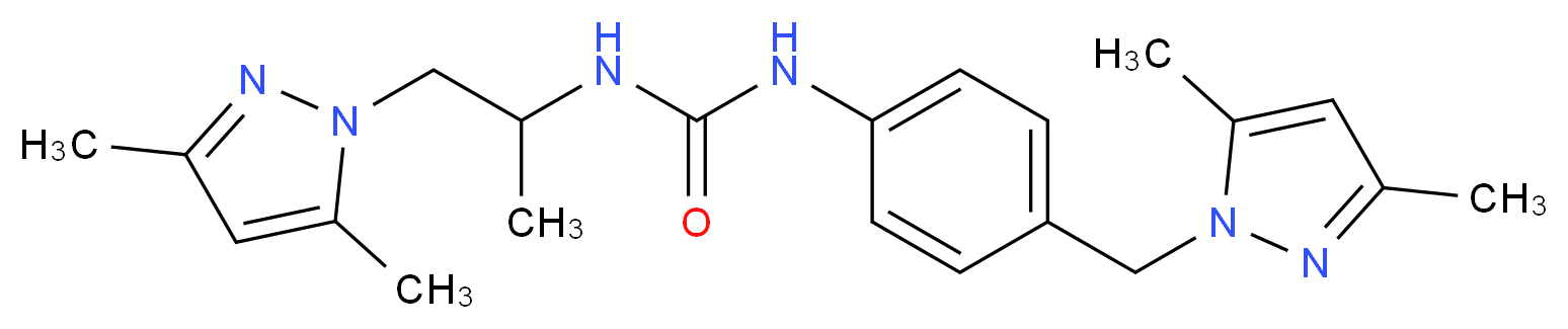 N-[2-(3,5-dimethyl-1H-pyrazol-1-yl)-1-methylethyl]-N'-{4-[(3,5-dimethyl-1H-pyrazol-1-yl)methyl]phenyl}urea_分子结构_CAS_)