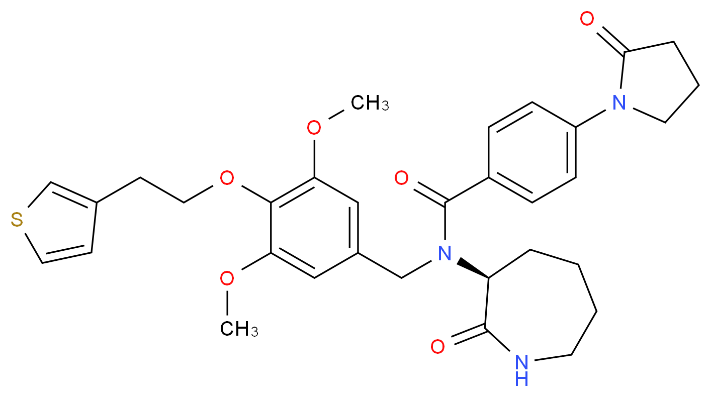 N-{3,5-dimethoxy-4-[2-(3-thienyl)ethoxy]benzyl}-N-[(3S)-2-oxo-3-azepanyl]-4-(2-oxo-1-pyrrolidinyl)benzamide_分子结构_CAS_)