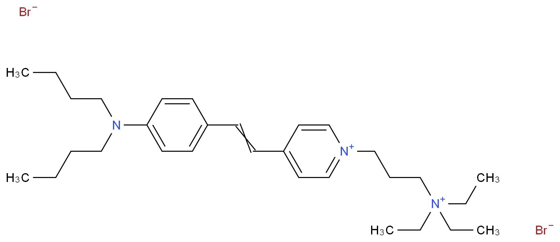 4-{2-[4-(dibutylamino)phenyl]ethenyl}-1-[3-(triethylazaniumyl)propyl]pyridin-1-ium dibromide_分子结构_CAS_149838-22-2