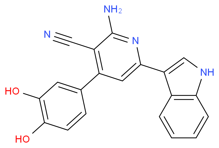 2-amino-4-(3,4-dihydroxyphenyl)-6-(1H-indol-3-yl)nicotinonitrile_分子结构_CAS_)