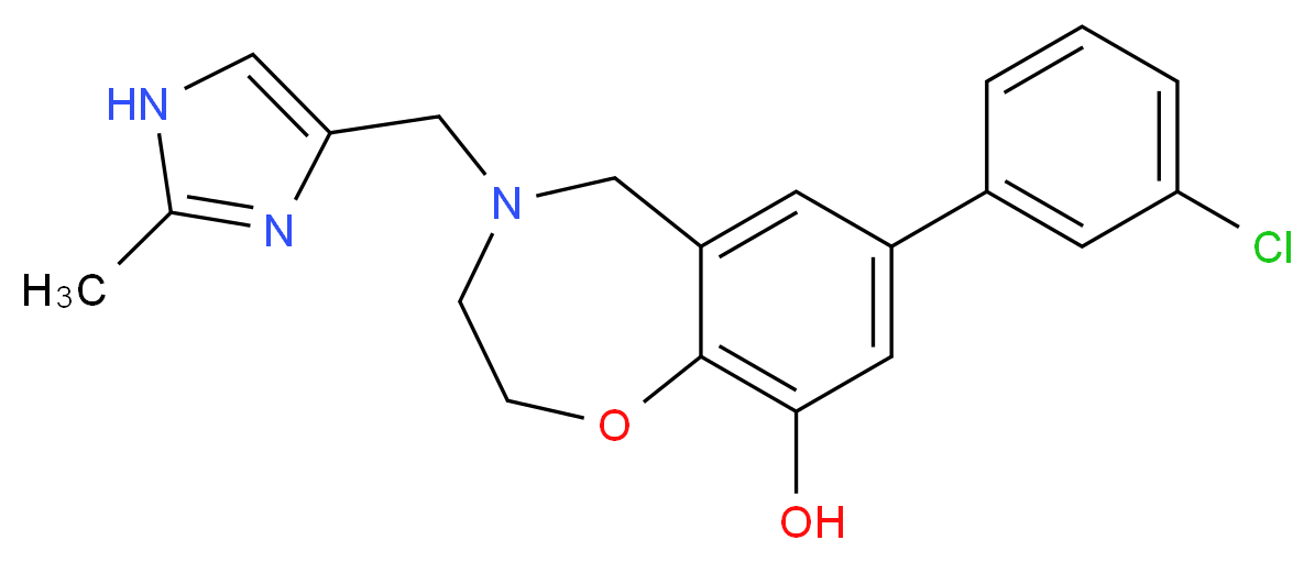 7-(3-chlorophenyl)-4-[(2-methyl-1H-imidazol-4-yl)methyl]-2,3,4,5-tetrahydro-1,4-benzoxazepin-9-ol_分子结构_CAS_)