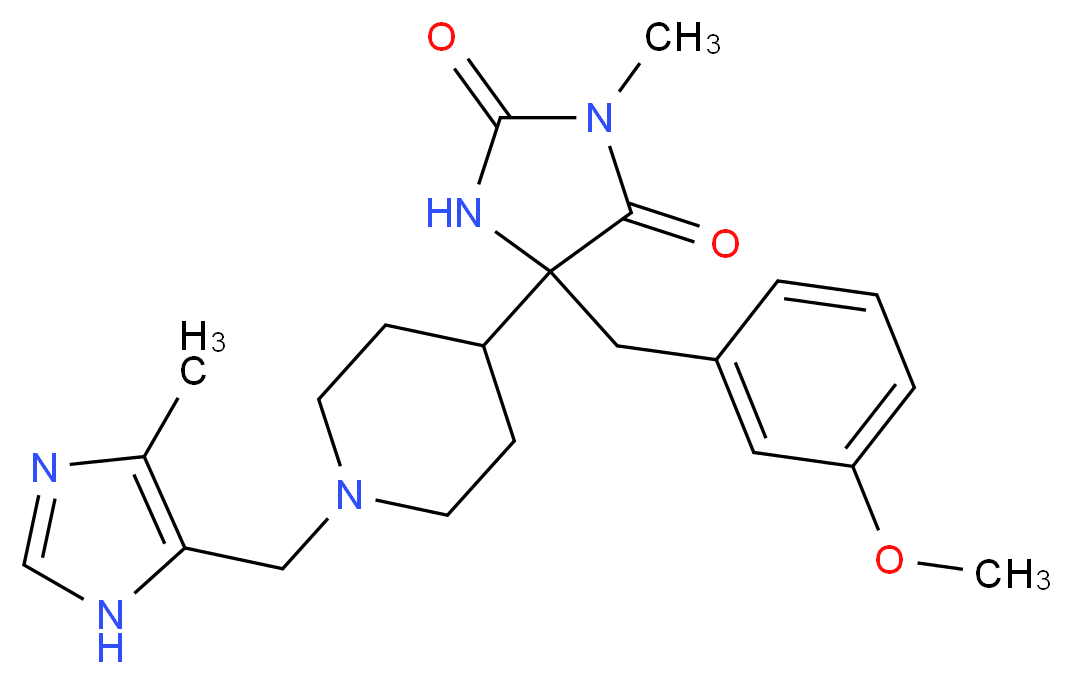 5-(3-methoxybenzyl)-3-methyl-5-{1-[(4-methyl-1H-imidazol-5-yl)methyl]-4-piperidinyl}-2,4-imidazolidinedione_分子结构_CAS_)