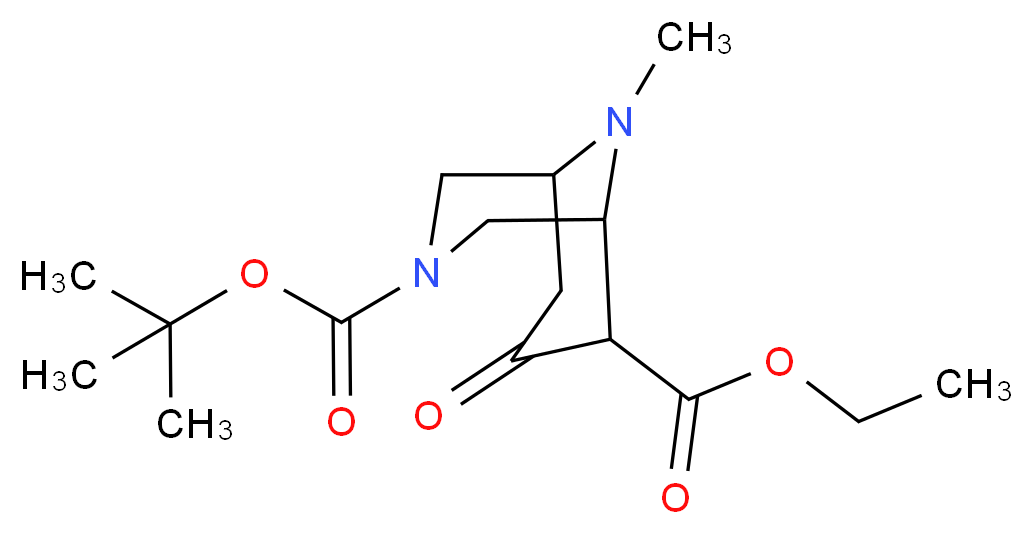 3-(tert-Butyl) 6-ethyl 9-methyl-7-oxo-3,9-diazabicyclo[3.3.1]nonane-3,6-dicarboxylate_分子结构_CAS_68159-07-9)