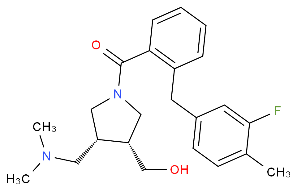 {(3R*,4R*)-4-[(dimethylamino)methyl]-1-[2-(3-fluoro-4-methylbenzyl)benzoyl]pyrrolidin-3-yl}methanol_分子结构_CAS_)