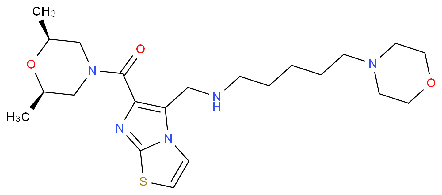 N-[(6-{[(2R*,6S*)-2,6-dimethyl-4-morpholinyl]carbonyl}imidazo[2,1-b][1,3]thiazol-5-yl)methyl]-5-(4-morpholinyl)-1-pentanamine_分子结构_CAS_)