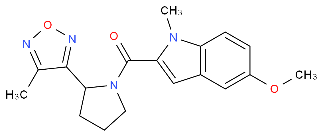 5-methoxy-1-methyl-2-{[2-(4-methyl-1,2,5-oxadiazol-3-yl)-1-pyrrolidinyl]carbonyl}-1H-indole_分子结构_CAS_)