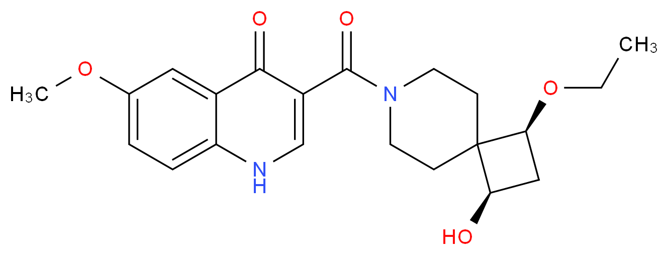 3-{[(1S*,3R*)-1-ethoxy-3-hydroxy-7-azaspiro[3.5]non-7-yl]carbonyl}-6-methoxyquinolin-4(1H)-one_分子结构_CAS_)