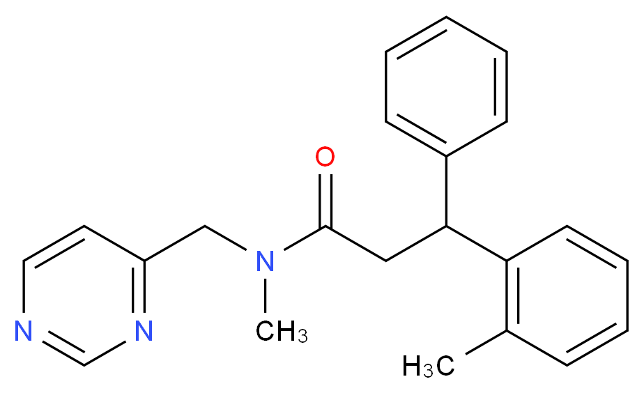 N-methyl-3-(2-methylphenyl)-3-phenyl-N-(4-pyrimidinylmethyl)propanamide_分子结构_CAS_)