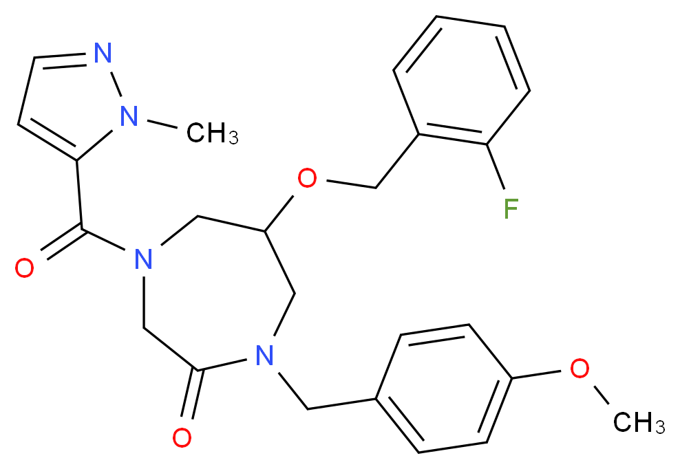 6-[(2-fluorobenzyl)oxy]-1-(4-methoxybenzyl)-4-[(1-methyl-1H-pyrazol-5-yl)carbonyl]-1,4-diazepan-2-one_分子结构_CAS_)