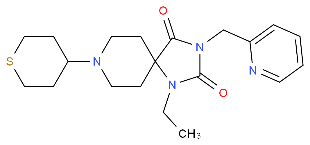 1-ethyl-3-(2-pyridinylmethyl)-8-(tetrahydro-2H-thiopyran-4-yl)-1,3,8-triazaspiro[4.5]decane-2,4-dione_分子结构_CAS_)