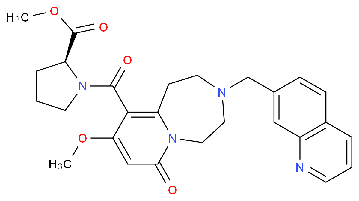 methyl 1-{[9-methoxy-7-oxo-3-(7-quinolinylmethyl)-1,2,3,4,5,7-hexahydropyrido[1,2-d][1,4]diazepin-10-yl]carbonyl}-L-prolinate_分子结构_CAS_)