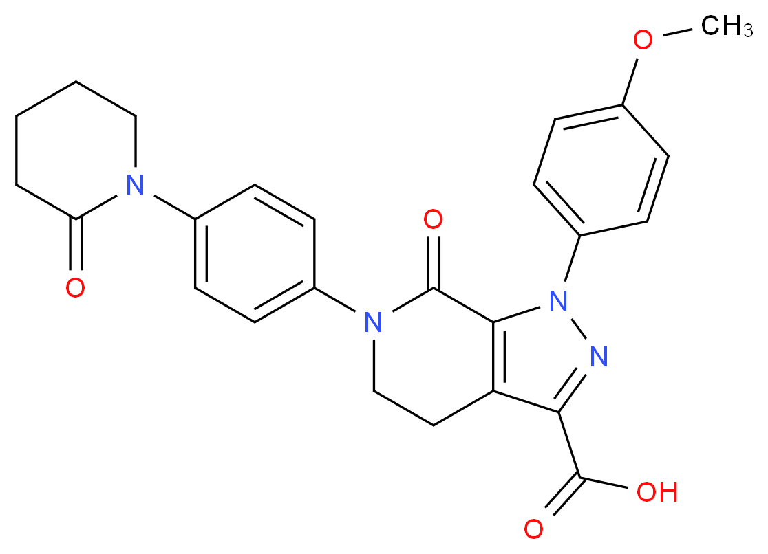 1-(4-Methoxyphenyl)-7-oxo-6-(4-(2-oxopiperidin-1-yl)phenyl)-4,5,6,7-tetrahydro-1H-pyrazolo[3,4-c]pyridine-3-carboxylic acid_分子结构_CAS_503614-92-4)