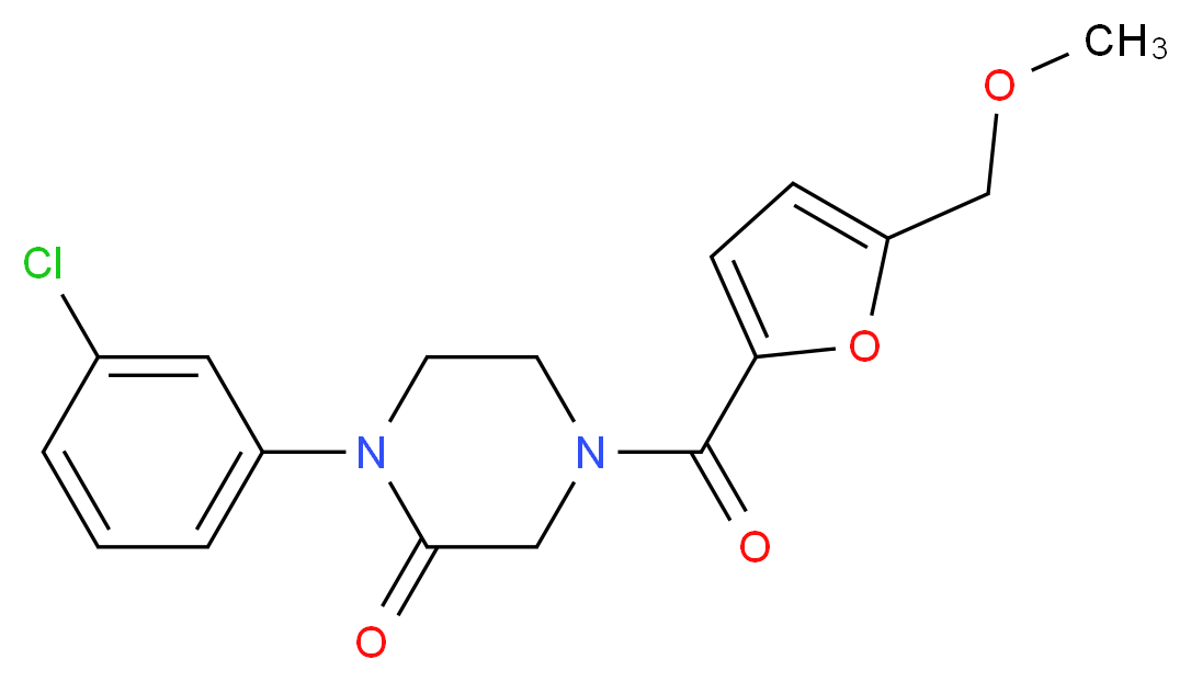 1-(3-chlorophenyl)-4-[5-(methoxymethyl)-2-furoyl]-2-piperazinone_分子结构_CAS_)