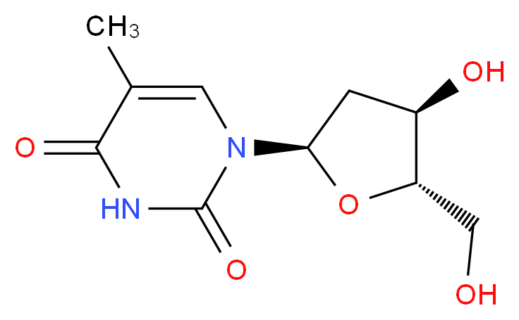 1-[(2R,4R,5S)-4-hydroxy-5-(hydroxymethyl)oxolan-2-yl]-5-methyl-1,2,3,4-tetrahydropyrimidine-2,4-dione_分子结构_CAS_50-89-5