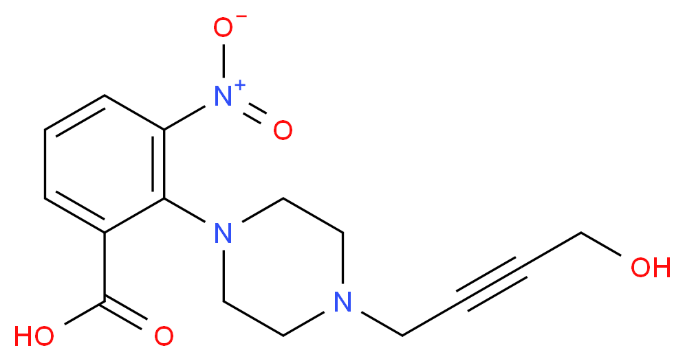 2-[4-(4-Hydroxybut-2-yn-1-yl)piperazin-1-yl]-3-nitrobenzoic acid_分子结构_CAS_374063-97-5)