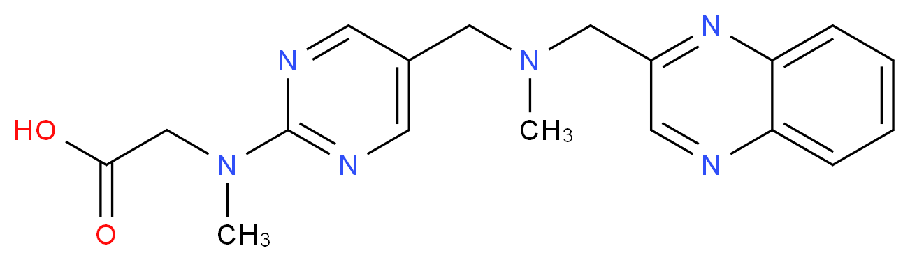 N-methyl-N-(5-{[methyl(quinoxalin-2-ylmethyl)amino]methyl}pyrimidin-2-yl)glycine_分子结构_CAS_)