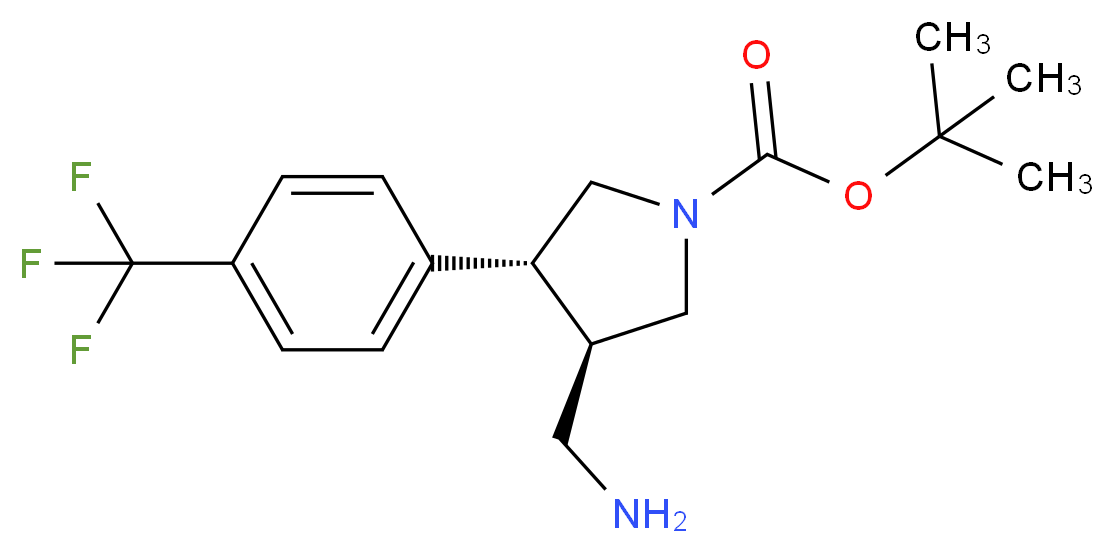 tert-butyl (3R,4R)-3-(aminomethyl)-4-[4-(trifluoromethyl)phenyl]pyrrolidine-1-carboxylate_分子结构_CAS_1260617-93-3