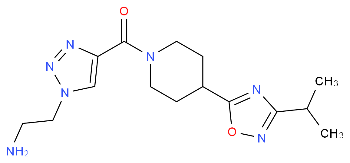 2-(4-{[4-(3-isopropyl-1,2,4-oxadiazol-5-yl)piperidin-1-yl]carbonyl}-1H-1,2,3-triazol-1-yl)ethanamine_分子结构_CAS_)