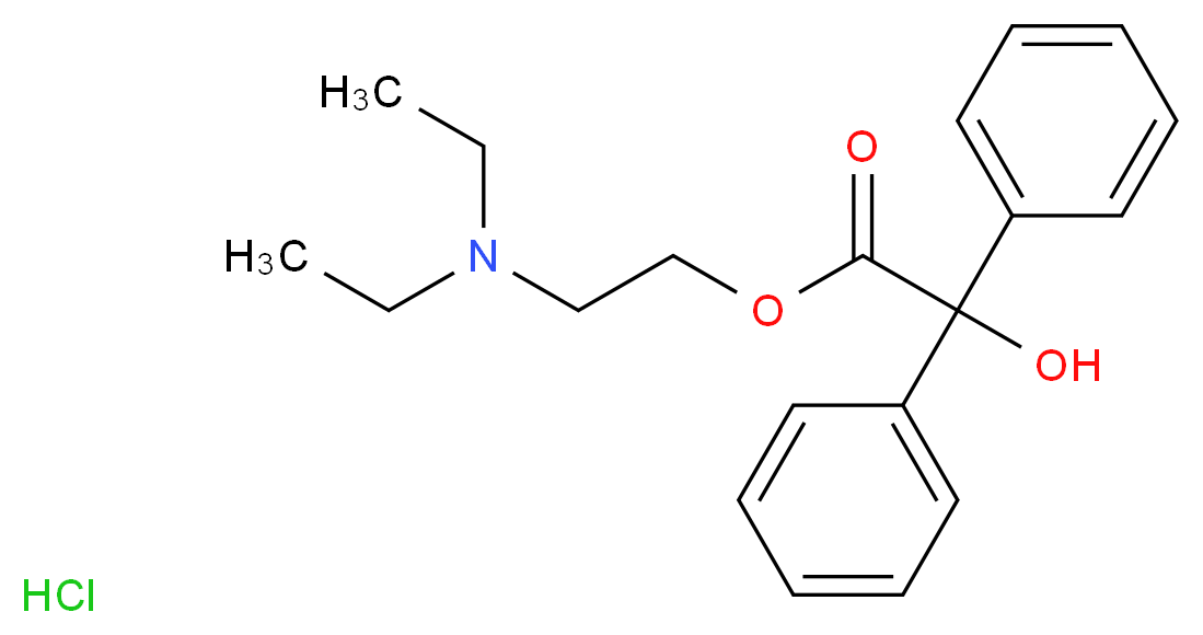 2-(diethylamino)ethyl 2-hydroxy-2,2-diphenylacetate hydrochloride_分子结构_CAS_57-37-4