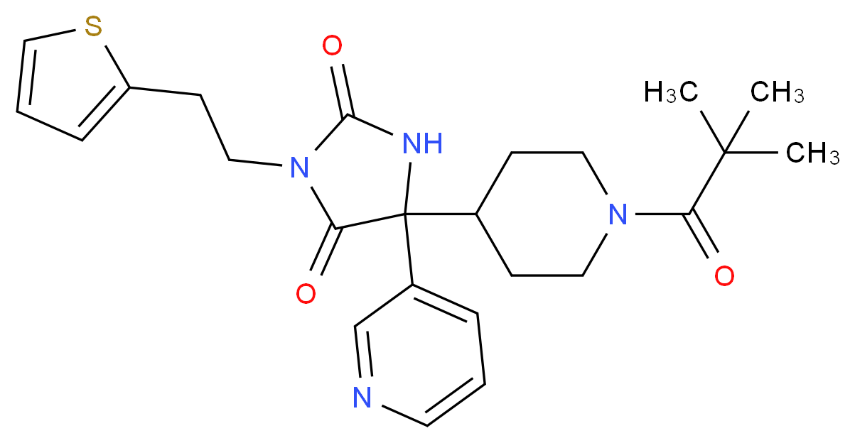 5-[1-(2,2-dimethylpropanoyl)-4-piperidinyl]-5-(3-pyridinyl)-3-[2-(2-thienyl)ethyl]-2,4-imidazolidinedione_分子结构_CAS_)