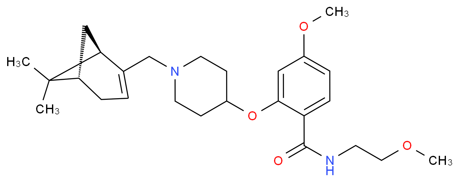 2-[(1-{[(1R,5S)-6,6-dimethylbicyclo[3.1.1]hept-2-en-2-yl]methyl}-4-piperidinyl)oxy]-4-methoxy-N-(2-methoxyethyl)benzamide_分子结构_CAS_)