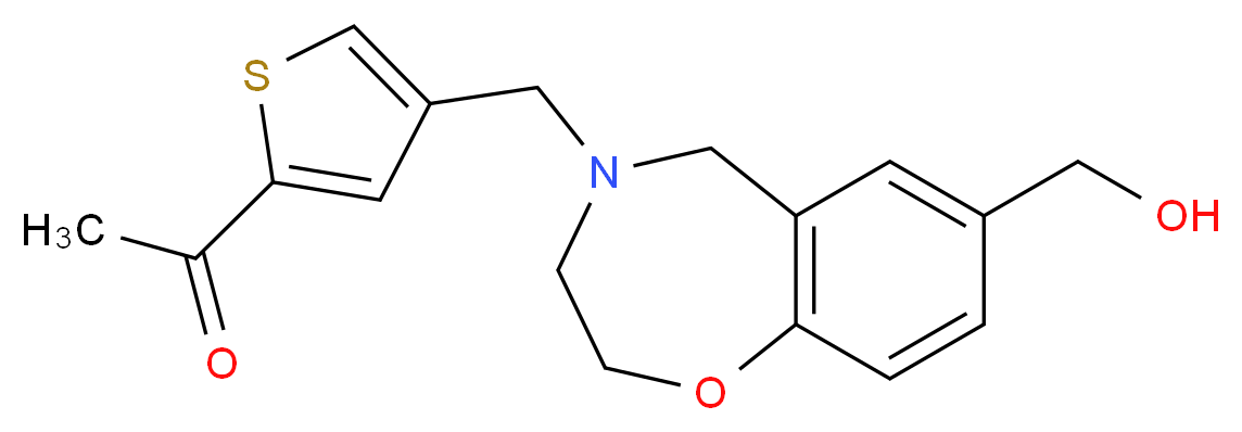 1-(4-{[7-(hydroxymethyl)-2,3-dihydro-1,4-benzoxazepin-4(5H)-yl]methyl}-2-thienyl)ethanone_分子结构_CAS_)