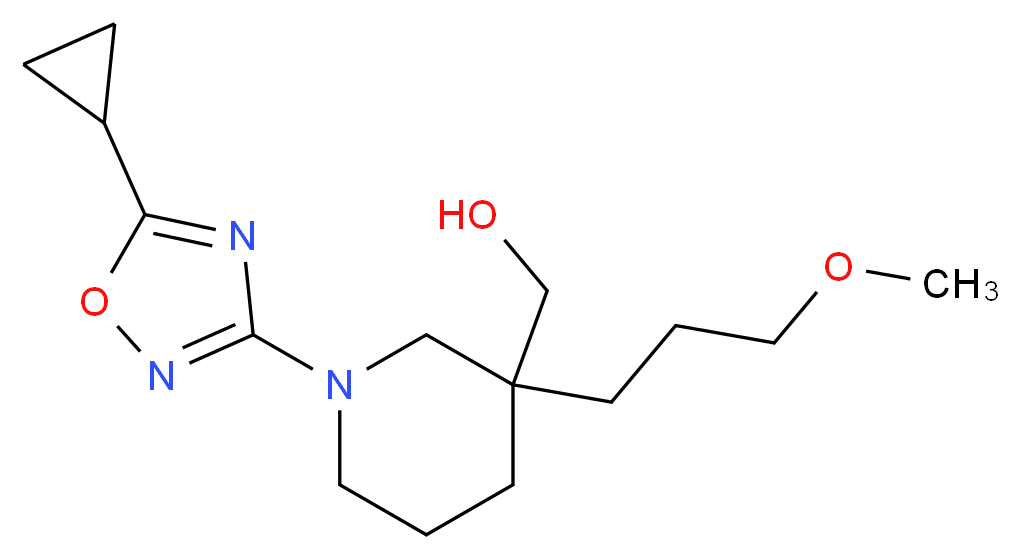 [1-(5-cyclopropyl-1,2,4-oxadiazol-3-yl)-3-(3-methoxypropyl)-3-piperidinyl]methanol_分子结构_CAS_)