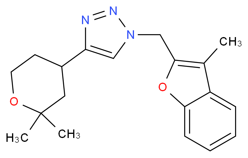 4-(2,2-dimethyltetrahydro-2H-pyran-4-yl)-1-[(3-methyl-1-benzofuran-2-yl)methyl]-1H-1,2,3-triazole_分子结构_CAS_)