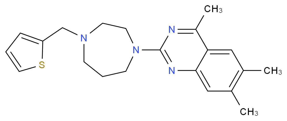 4,6,7-trimethyl-2-[4-(2-thienylmethyl)-1,4-diazepan-1-yl]quinazoline_分子结构_CAS_)