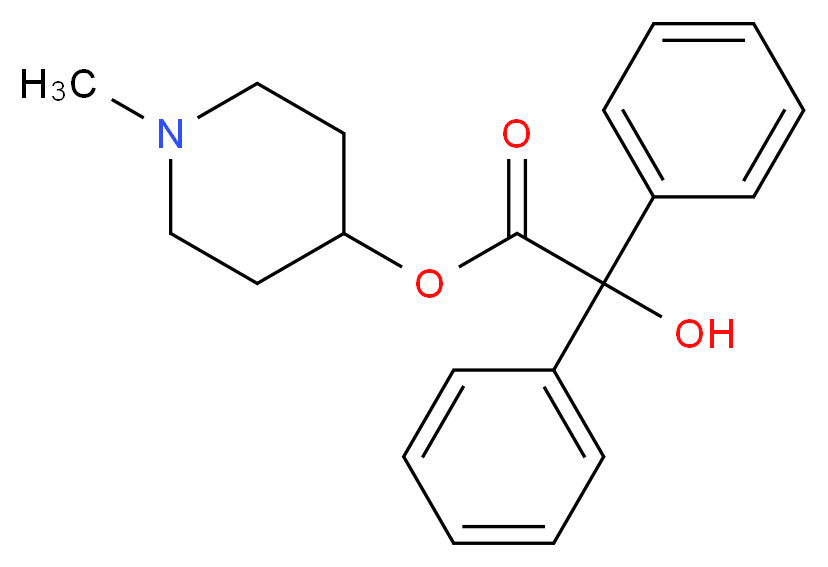 1-methylpiperidin-4-yl 2-hydroxy-2,2-diphenylacetate_分子结构_CAS_3608-67-1