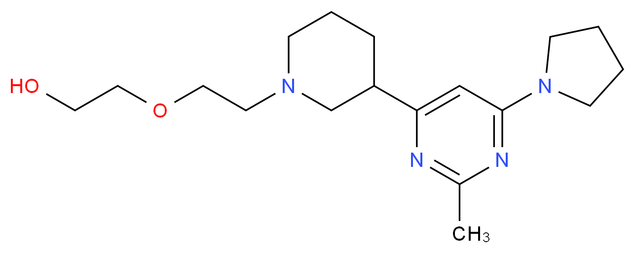 2-(2-{3-[2-methyl-6-(1-pyrrolidinyl)-4-pyrimidinyl]-1-piperidinyl}ethoxy)ethanol_分子结构_CAS_)