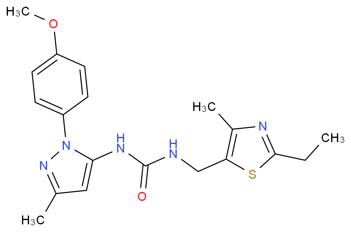 N-[(2-ethyl-4-methyl-1,3-thiazol-5-yl)methyl]-N'-[1-(4-methoxyphenyl)-3-methyl-1H-pyrazol-5-yl]urea_分子结构_CAS_)