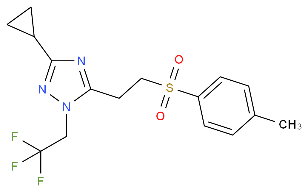 3-cyclopropyl-5-{2-[(4-methylphenyl)sulfonyl]ethyl}-1-(2,2,2-trifluoroethyl)-1H-1,2,4-triazole_分子结构_CAS_)