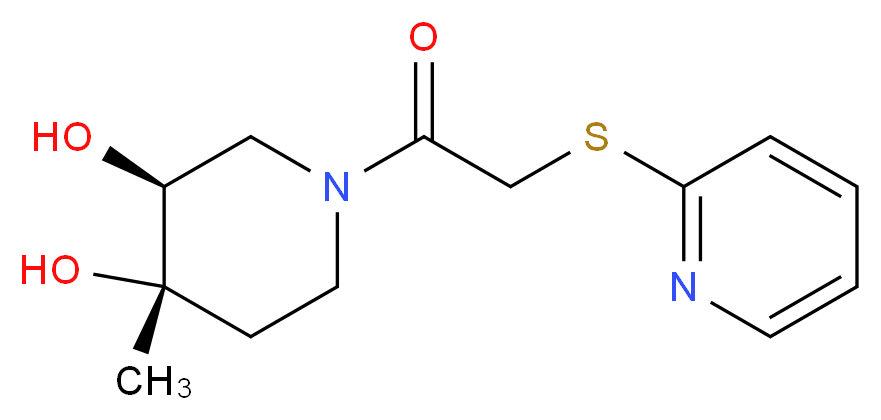 (3S*,4S*)-4-methyl-1-[(pyridin-2-ylthio)acetyl]piperidine-3,4-diol_分子结构_CAS_)