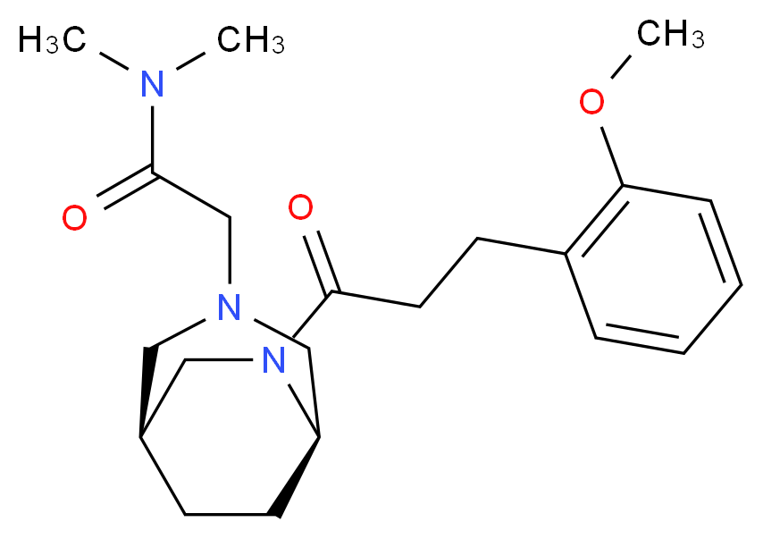 2-{(1S*,5R*)-6-[3-(2-methoxyphenyl)propanoyl]-3,6-diazabicyclo[3.2.2]non-3-yl}-N,N-dimethylacetamide_分子结构_CAS_)