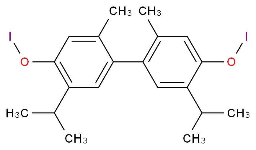 4-[4-(iodooxy)-2-methyl-5-(propan-2-yl)phenyl]-5-methyl-2-(propan-2-yl)phenyl hypoiodite_分子结构_CAS_552-22-7