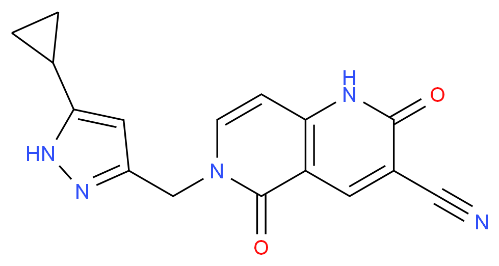 6-[(5-cyclopropyl-1H-pyrazol-3-yl)methyl]-2,5-dioxo-1,2,5,6-tetrahydro-1,6-naphthyridine-3-carbonitrile_分子结构_CAS_)