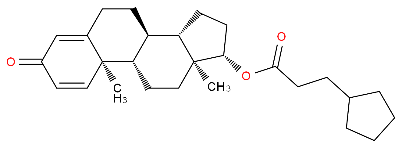 (1S,2R,10R,11S,14S,15S)-2,15-dimethyl-5-oxotetracyclo[8.7.0.0<sup>2</sup>,<sup>7</sup>.0<sup>1</sup><sup>1</sup>,<sup>1</sup><sup>5</sup>]heptadeca-3,6-dien-14-yl 3-cyclopentylpropanoate_分子结构_CAS_106505-90-2