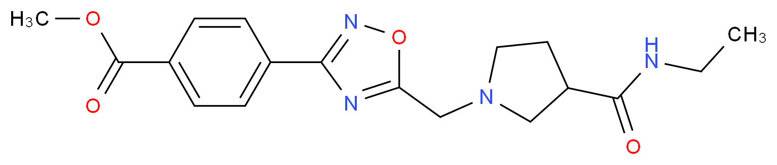 methyl 4-[5-({3-[(ethylamino)carbonyl]-1-pyrrolidinyl}methyl)-1,2,4-oxadiazol-3-yl]benzoate_分子结构_CAS_)