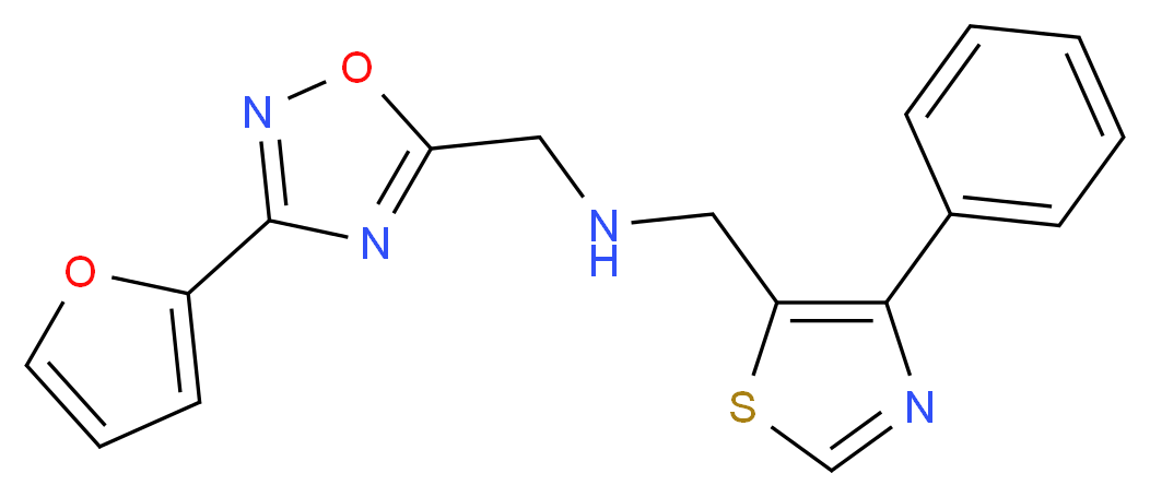 1-[3-(2-furyl)-1,2,4-oxadiazol-5-yl]-N-[(4-phenyl-1,3-thiazol-5-yl)methyl]methanamine_分子结构_CAS_)