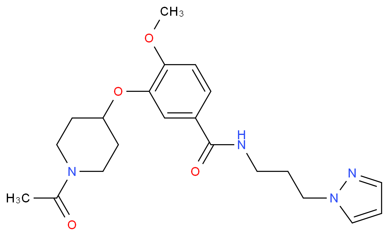 3-[(1-acetyl-4-piperidinyl)oxy]-4-methoxy-N-[3-(1H-pyrazol-1-yl)propyl]benzamide_分子结构_CAS_)