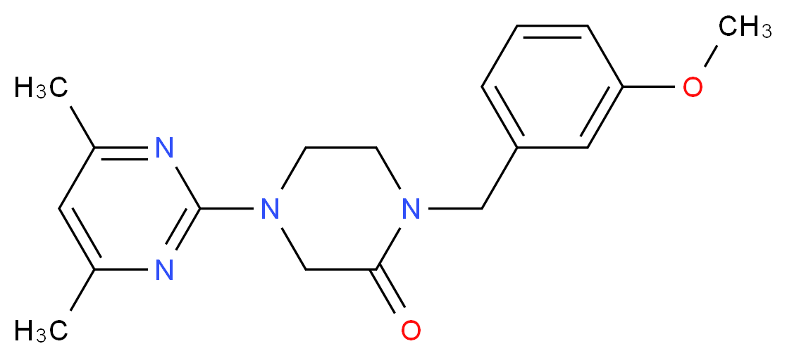 4-(4,6-dimethyl-2-pyrimidinyl)-1-(3-methoxybenzyl)-2-piperazinone_分子结构_CAS_)