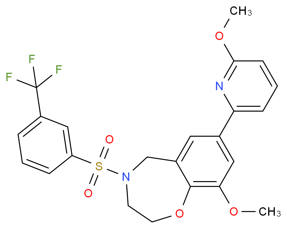9-methoxy-7-(6-methoxy-2-pyridinyl)-4-{[3-(trifluoromethyl)phenyl]sulfonyl}-2,3,4,5-tetrahydro-1,4-benzoxazepine_分子结构_CAS_)